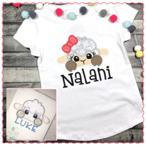 1611 Lamb Peeker Boy & Girl Set Applique Design
