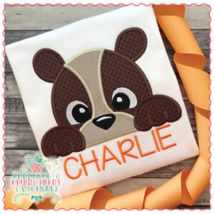 1613 Bear Peeker Boy Applique Design
