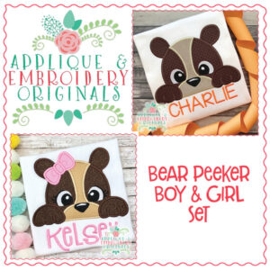 1615 Bear Peeker Set Applique Design