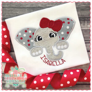 1617 Elephant Peeker Girl Applique Design