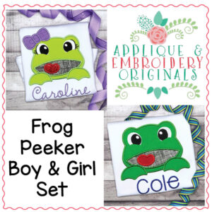 1621 Frog Peeker Set Applique Design
