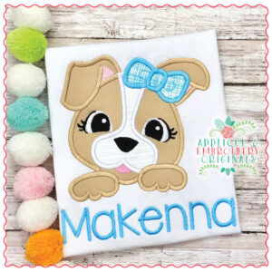 1624 Puppy Peeker Girl Applique Design