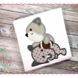 164 Bulldog Over Elephant Football Applique Design