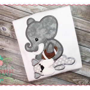 165 Elephant Over Bulldog Football Applique Design