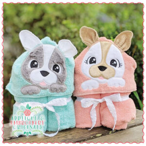 1651 Puppy Set Hooded Towel Design