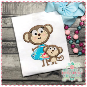 1672 Monkey Mommy & Me Applique Design