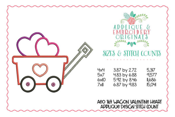 169 Wagon Heart Applique Design - Image 2