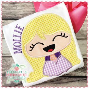 1690 Long Haired Princess Applique Design