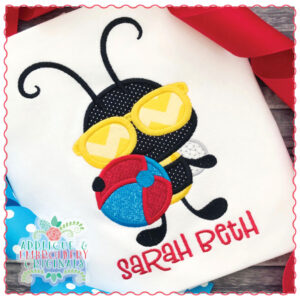 1727 Bee with Beach Ball Applique Design