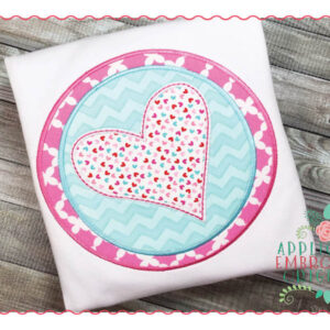 178 Circular Heart Patch Applique Design