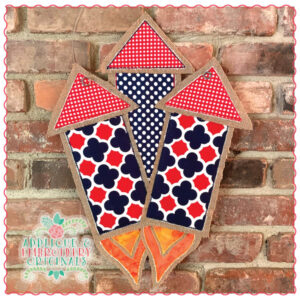 1781 Triple Rocket Door Hanger Applique Design