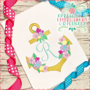 1798 Floral Anchor Monogram Frame Design