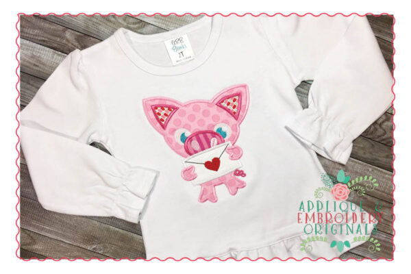 180 Pig with Valentine Letter Applique Design - Image 2