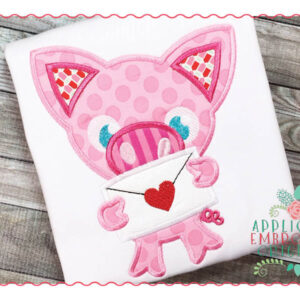 180 Pig with Valentine Letter Applique Design