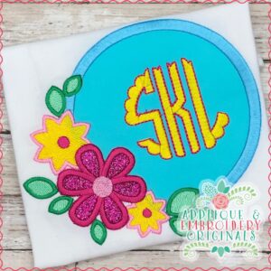 1800 Flower 1 Monogram Frame Applique Design