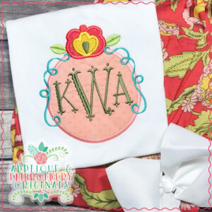 1801 Flower 2 Monogram Frame Applique Design