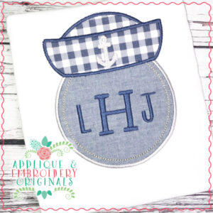 1812 Sailor Hat Monogram Frame Applique Design