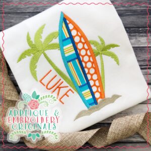 1820 Tropical Surfboard Applique Design