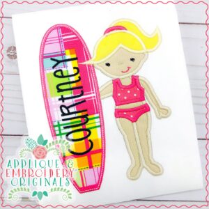 1823 Surfer Girl Applique Design