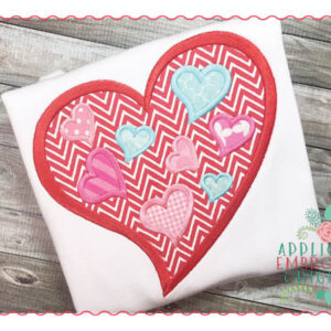 183 Heart Collage Applique Design