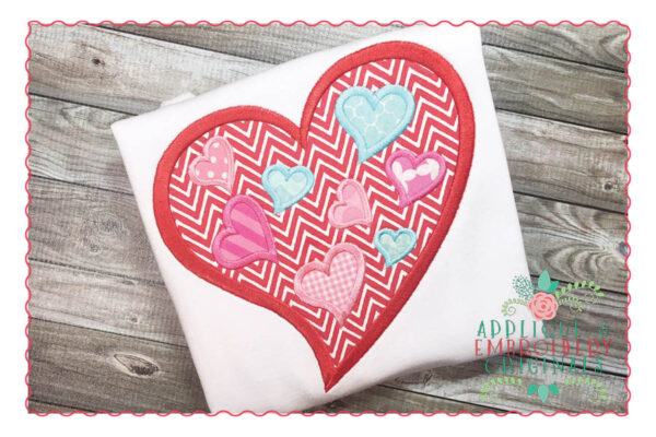 183 Heart Collage Applique Design