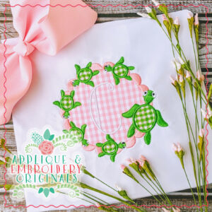 1838 Sea Turtle Monogram Frame Applique Design