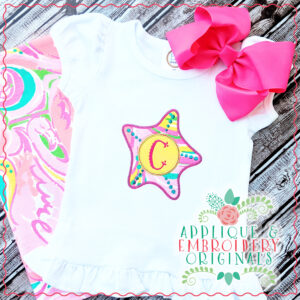 1840 Starfish Monogram Frame Applique Design