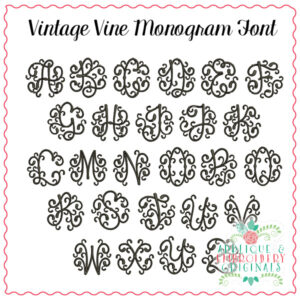 1843 Vintage Vine Monogram Embroidery Font