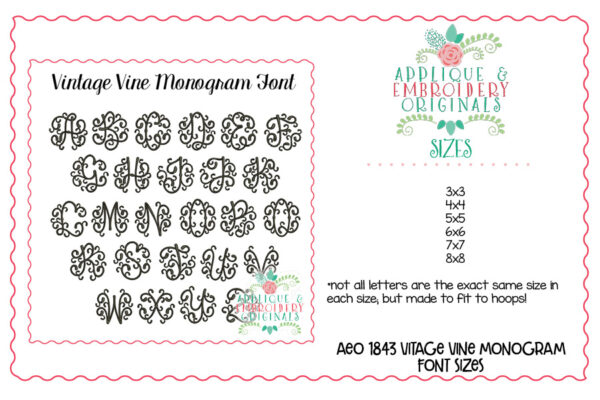 1843 Vintage Vine Monogram Embroidery Font - Image 13