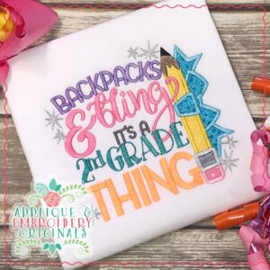 1853 Backpacks & Bling 2nd Grade Applique Design