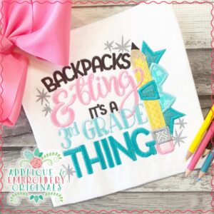 1854 Backpacks & Bling 3rd Grade Applique Design