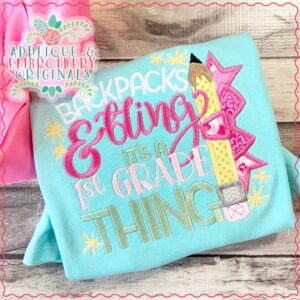 1856 Backpacks & Bling 1st Grade Applique Design