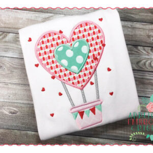 187 Heart Hot Air Balloon Banner Applique Design