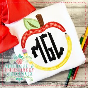 1879 Apple Pencil Frame Applique Design