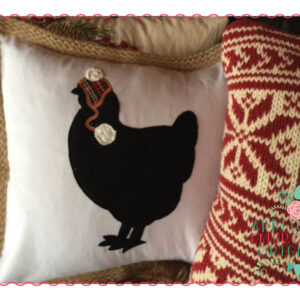 189 Chicken Silhouette with Hat Toboggan Applique Design