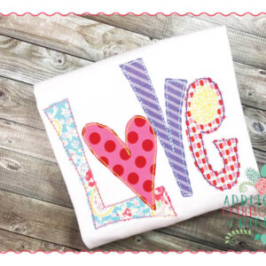 190 Love with Heart Funky Bean Applique Design