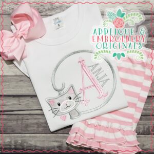 1908 Cat Tail Monogram Frame Applique Design