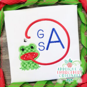 1909 Frog & Fly Monogram Frame Applique Design