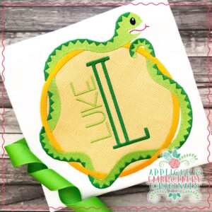 1913 Snake Monogram Frame Applique Design