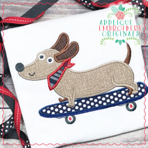1924 Skateboard Doggie Applique Design