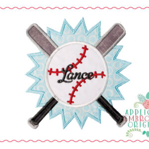 196 Baseball Softball Bats Burst Applique Design