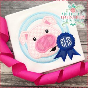 1963 Blue Ribbon Pig in Circle Applique Design