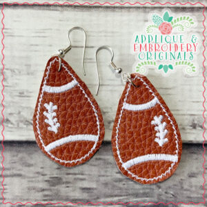 1988 Football Teardrop Earrings In-The-Hoop Design