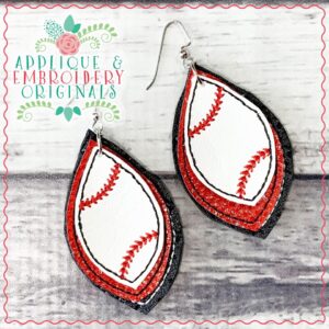 1991 Baseball Layered Earrings In-The-Hoop Design