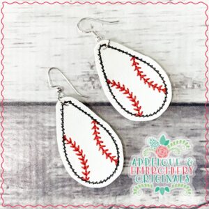 1992 Baseball Teardrop Earrings In-The-Hoop Design