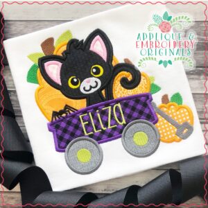 2000 Halloween Kitty in Wagon Applique Design
