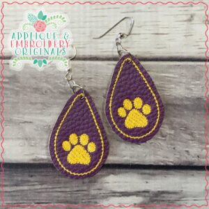 2008 Paw Print Teardrop Earrings In-The-Hoop Design
