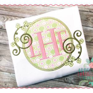 203 Shamrock Swirls Monogram Frame Applique Design
