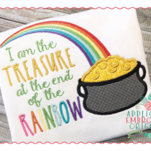 204 Treasure at End of Rainbow Pot Gold Applique Design