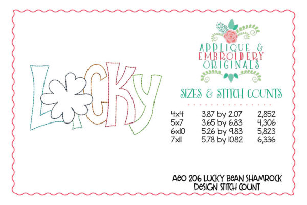 206 Lucky Shamrock Simple Stitch Applique Design - Image 3